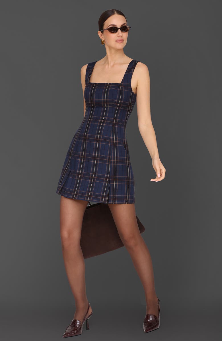 Avec Les Filles Plaid Fit & Flare Minidress, Alternate, color, Blue Plaid