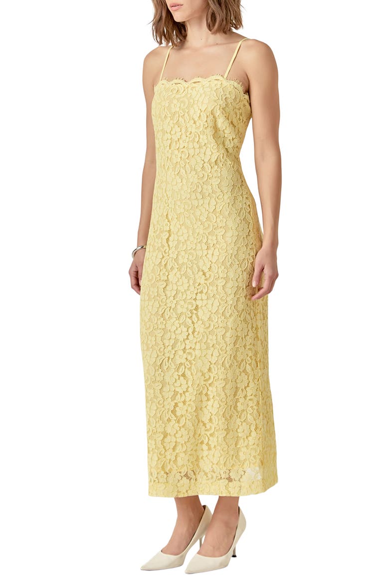 Lacy Column Dress, Alternate, color, BUTTER