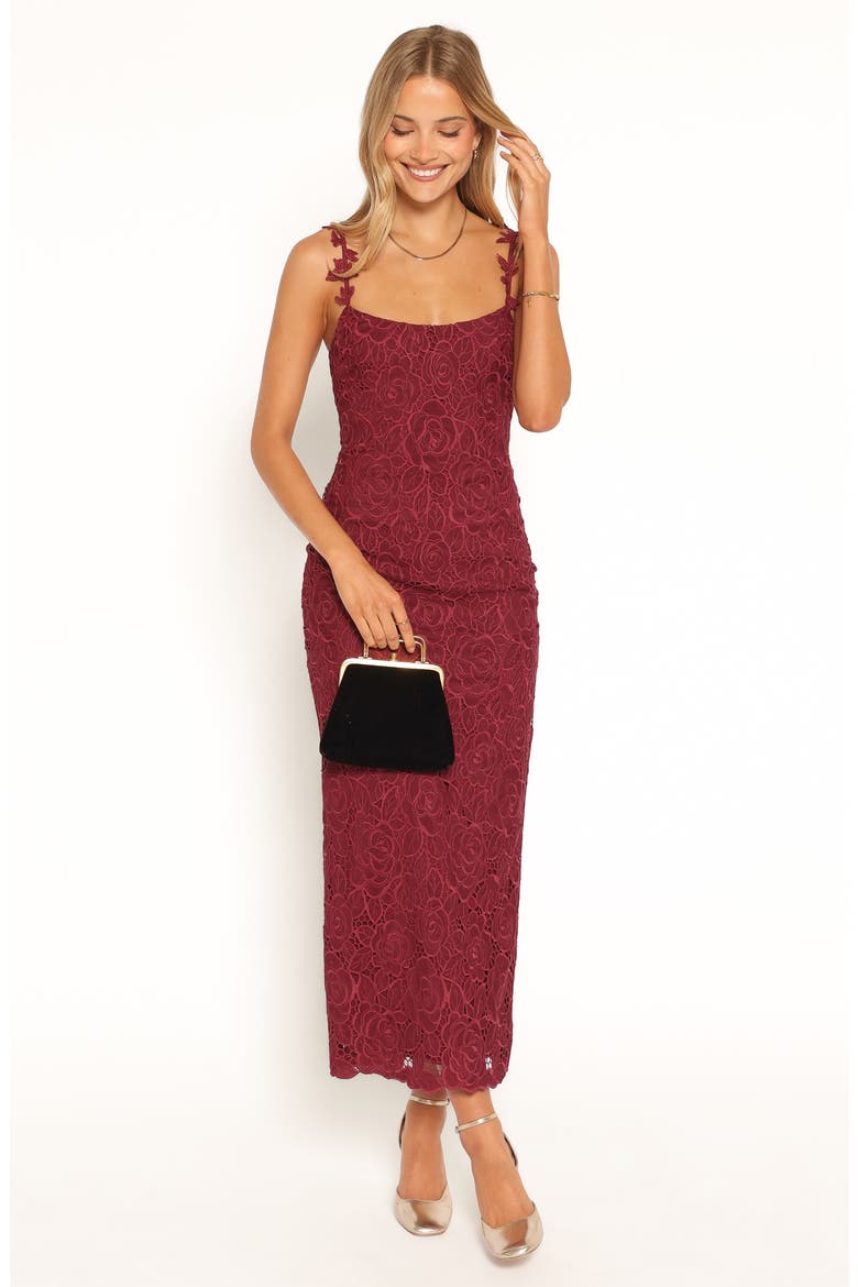 Rosana Lace Maxi Dress, Alternate, color, CHERRY
