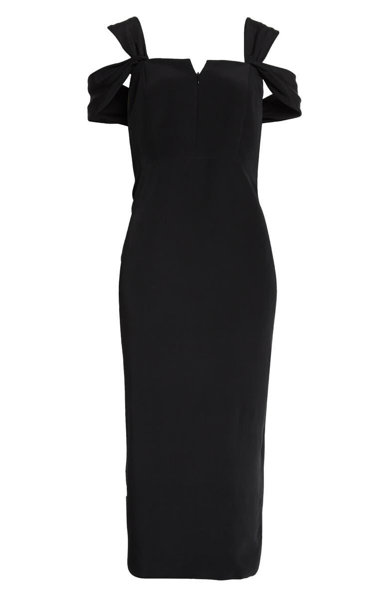 Brandon Maxwell Zip Front Cold Shoulder Silk Midi Dress, Alternate, color,