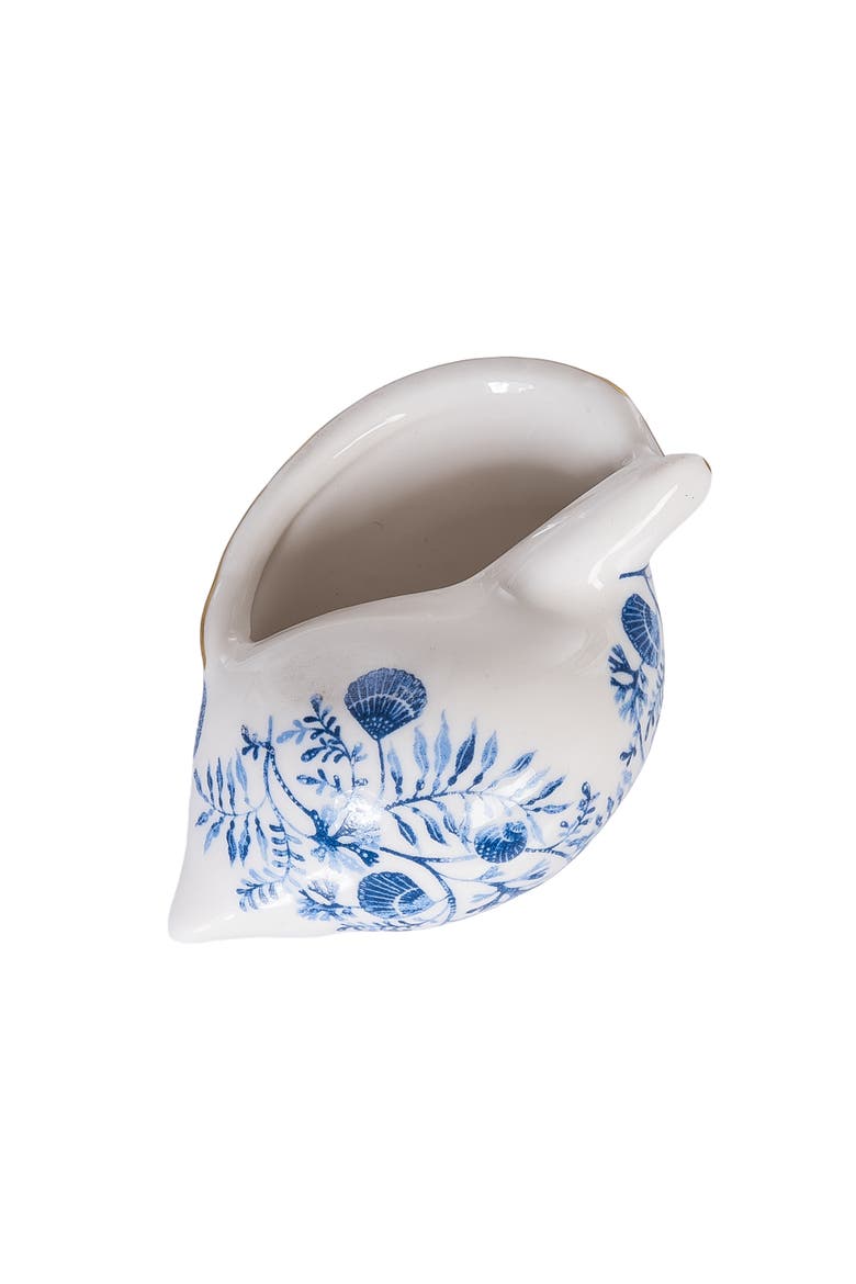 Chinoiserie Scotch Ponnet Nautilus Shell Figurine 2.12" x 3.9", Alternate, color, Blue
