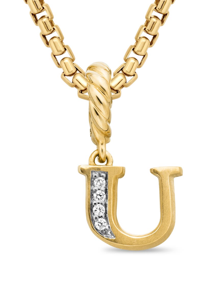 Pavé A Initial Pendant in 18K Yellow Gold with Diamonds, Alternate, color, 18K YELLOW GOLD - U