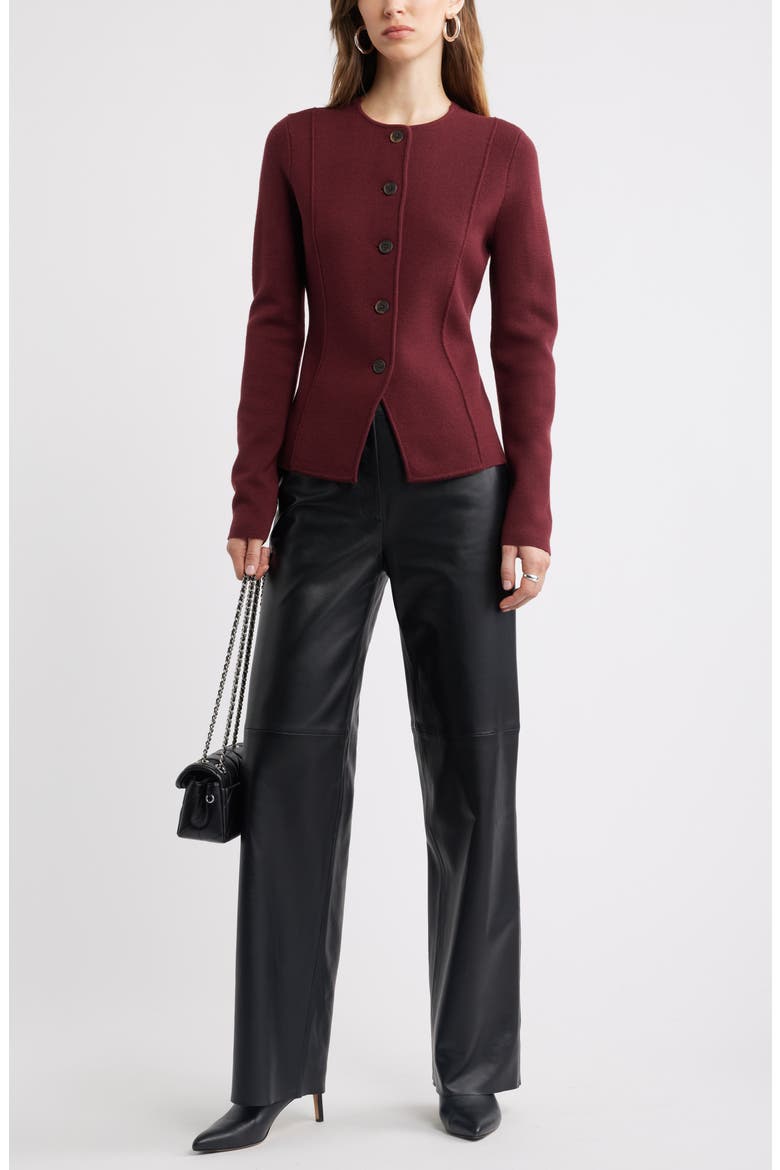 Merino Wool Sweater Jacket, Alternate, color, BURGUNDY TANNIN