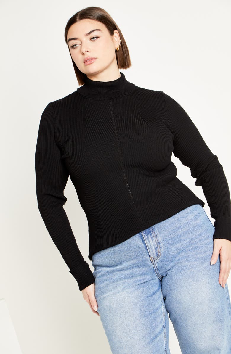 City Chic Kiki Rib Mock Neck Sweater, Alternate, color, 