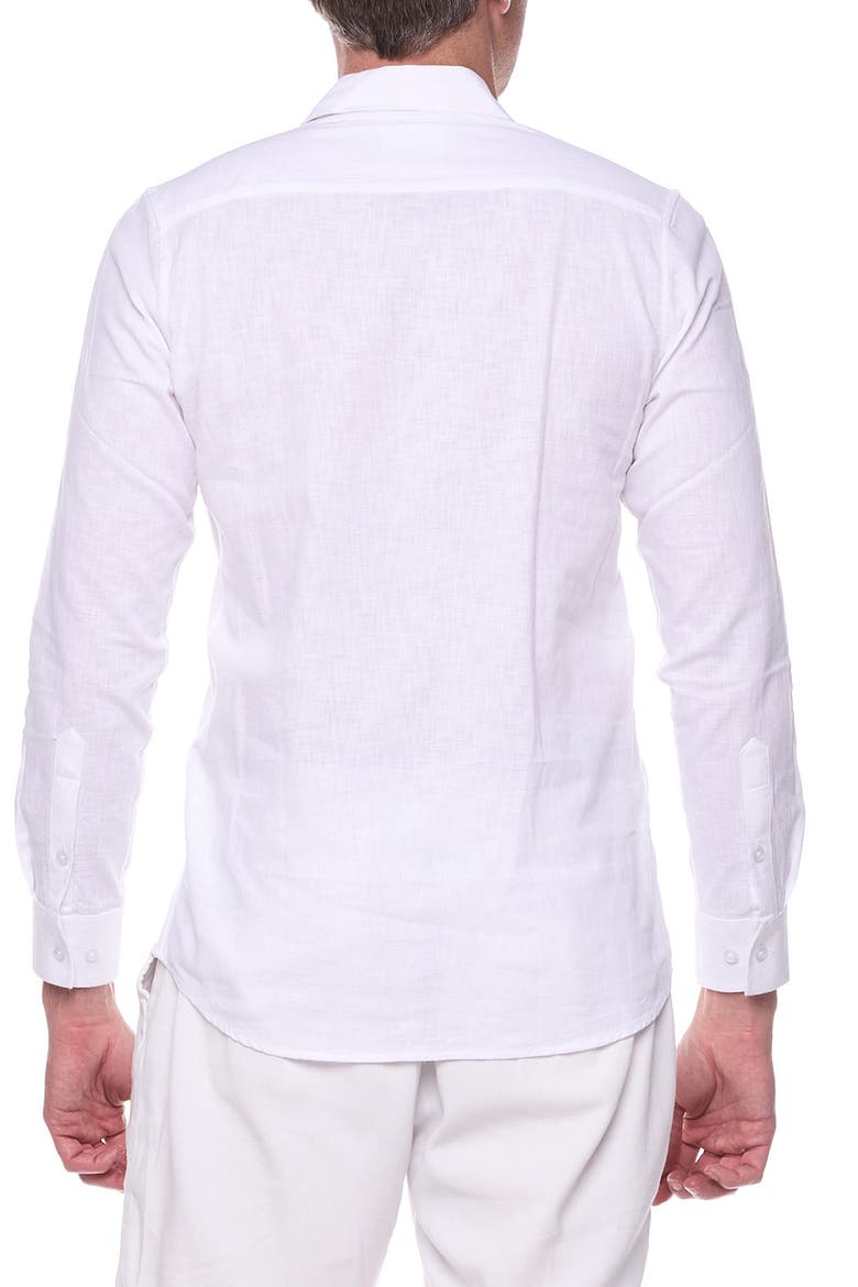 Long Sleeve Linen Blend Resort Shirt, Alternate, color, WHITE
