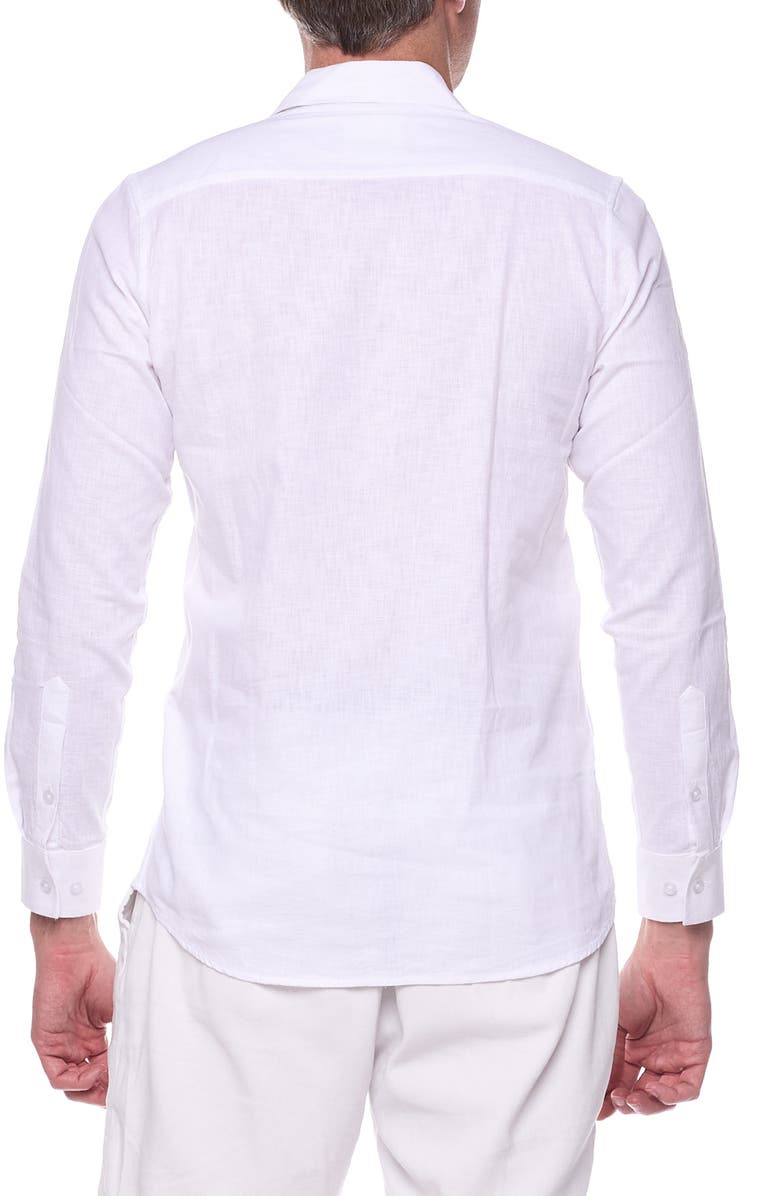 RANEES Long Sleeve Linen Blend Resort Shirt, Alternate, color, White