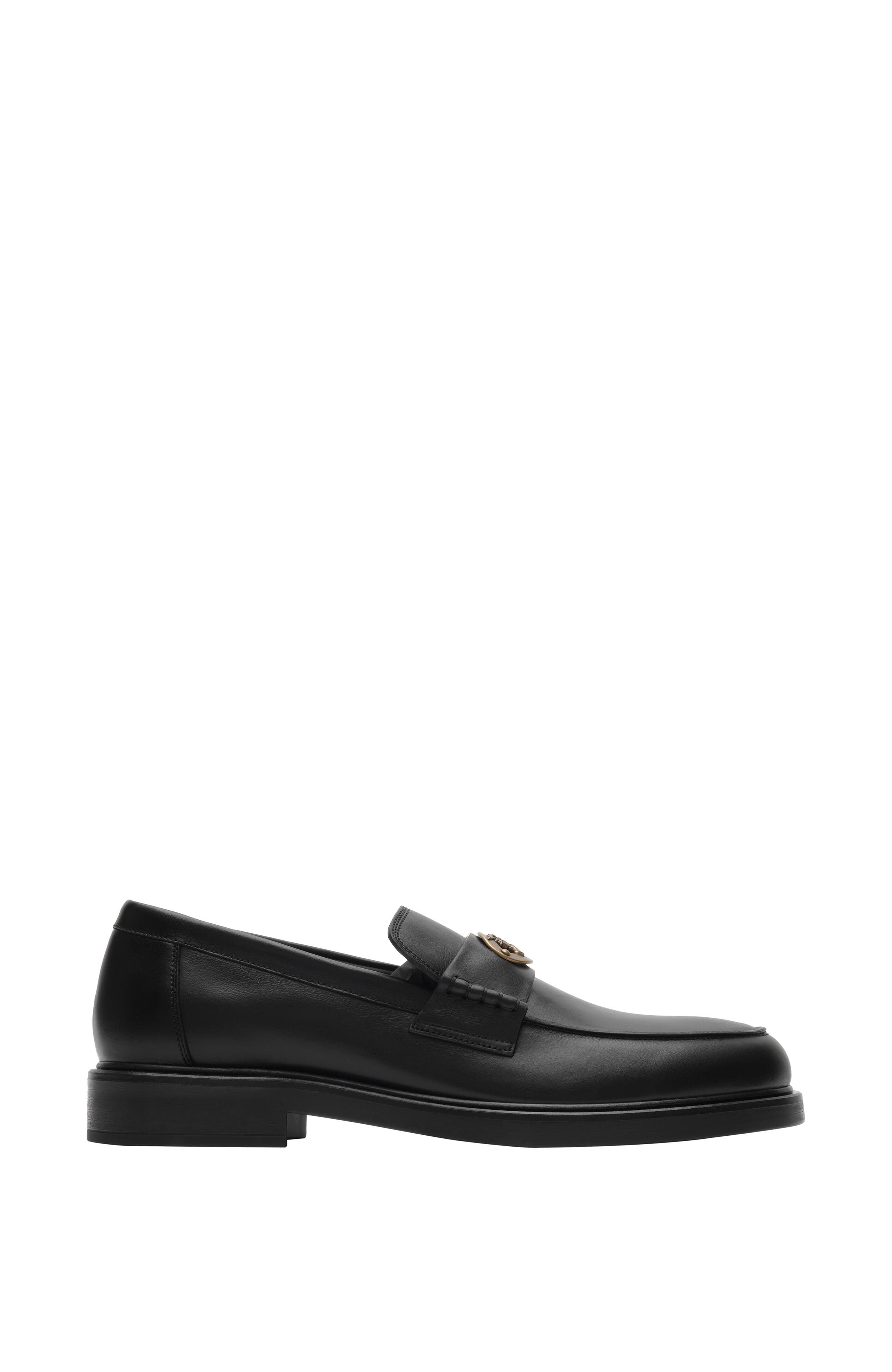 Burberry Leather Pembroke Loafers, Main, color, Black