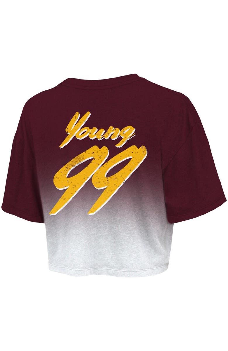 Majestic Threads Women's Majestic Threads Chase Young Burgundy/White Washington Football Team Drip-Dye Player Name & Number Tri-Blend Crop T-Shirt, Alternate, color, 