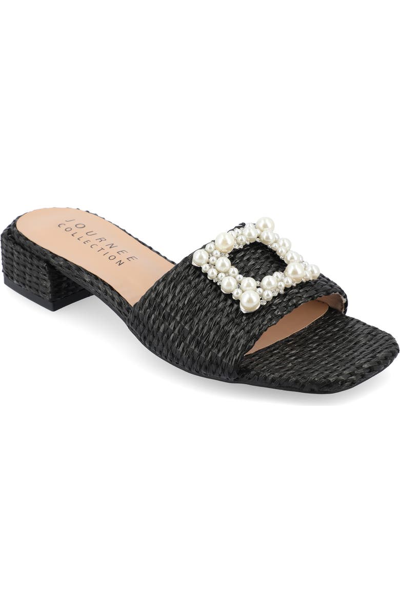 Journee Collection Justina Embellished Raffia Slide Sandal, Main, color,