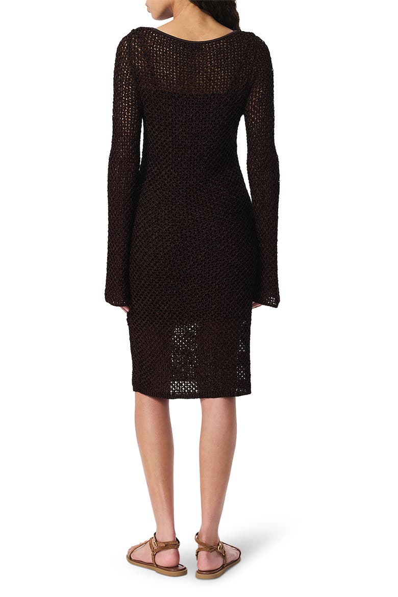 Ellie Open Stitch Long Sleeve Dress, Alternate, color, BROWN