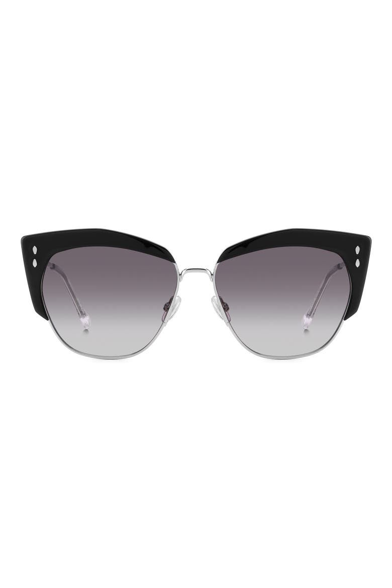 58mm Gradient Cat Eye Sunglasses, Main, color, BLACK SILVER/ GREY SHADED