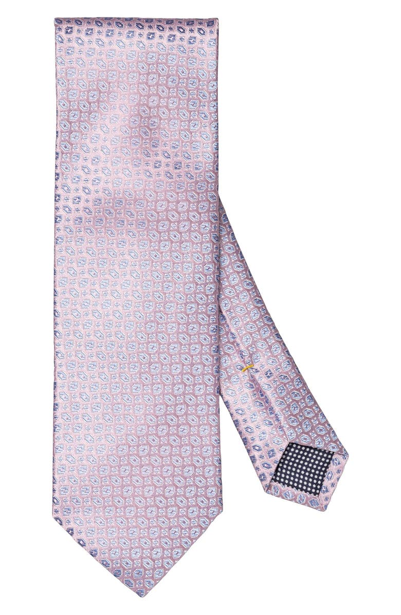 Eton Pale Pink Geometric Jacquard Silk Tie, Main, color, 