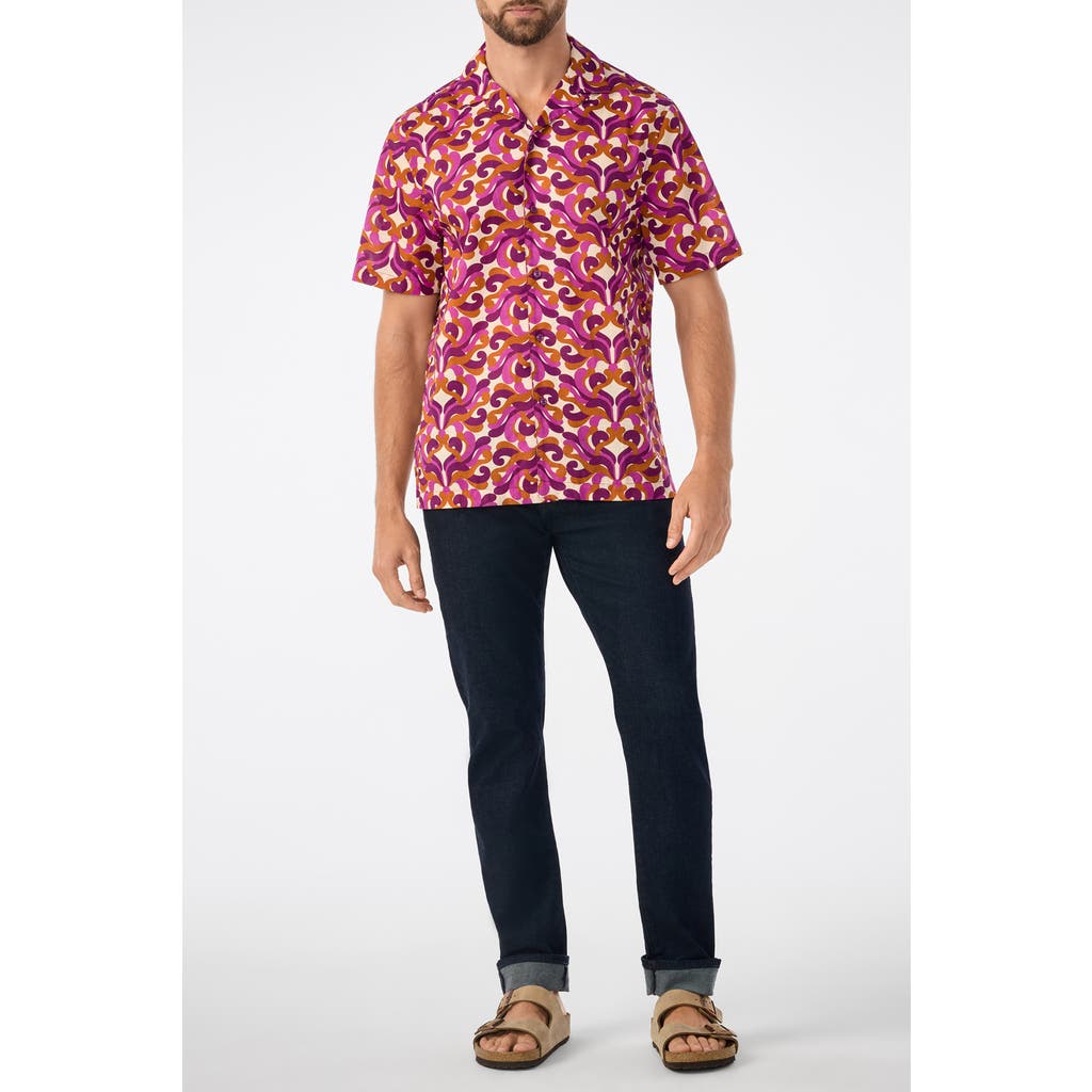 Mr Turk Felix Short Sleeve Printed Button-up Shirt In Purple