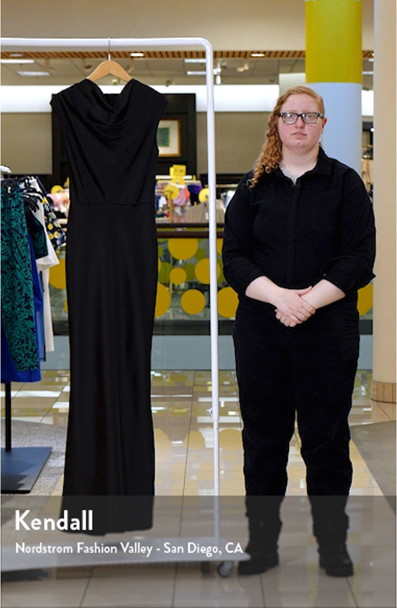 High Cowl Neck Satin Gown, sales video thumbnail