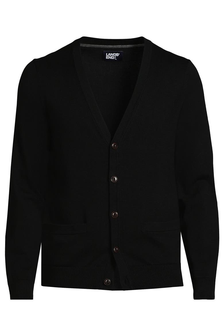 Fine Gauge Cotton Cardigan, Alternate, color, Black