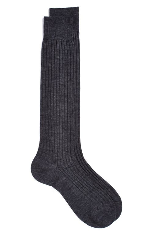 Pantherella Merino Wool Blend Knee High Dress Socks in Charcoal 