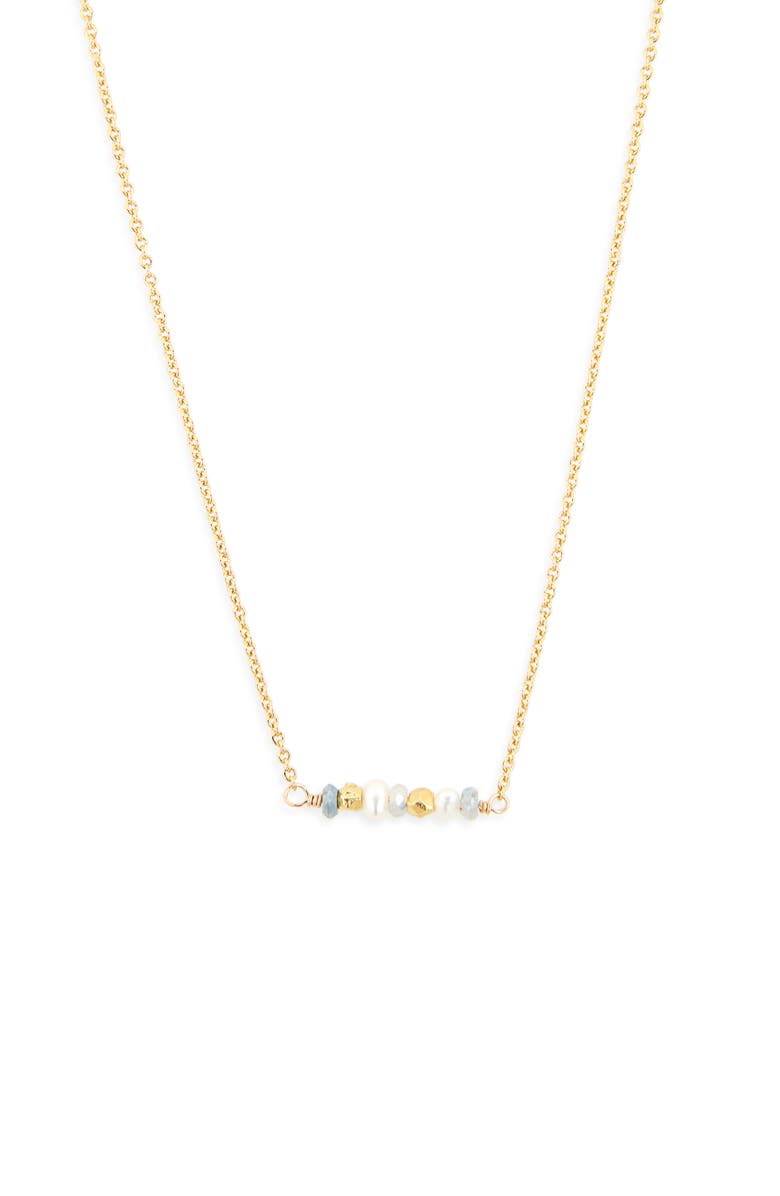 Kiara by Ki-Ele Luna Bar Pendant Necklace, Main, color, Gold