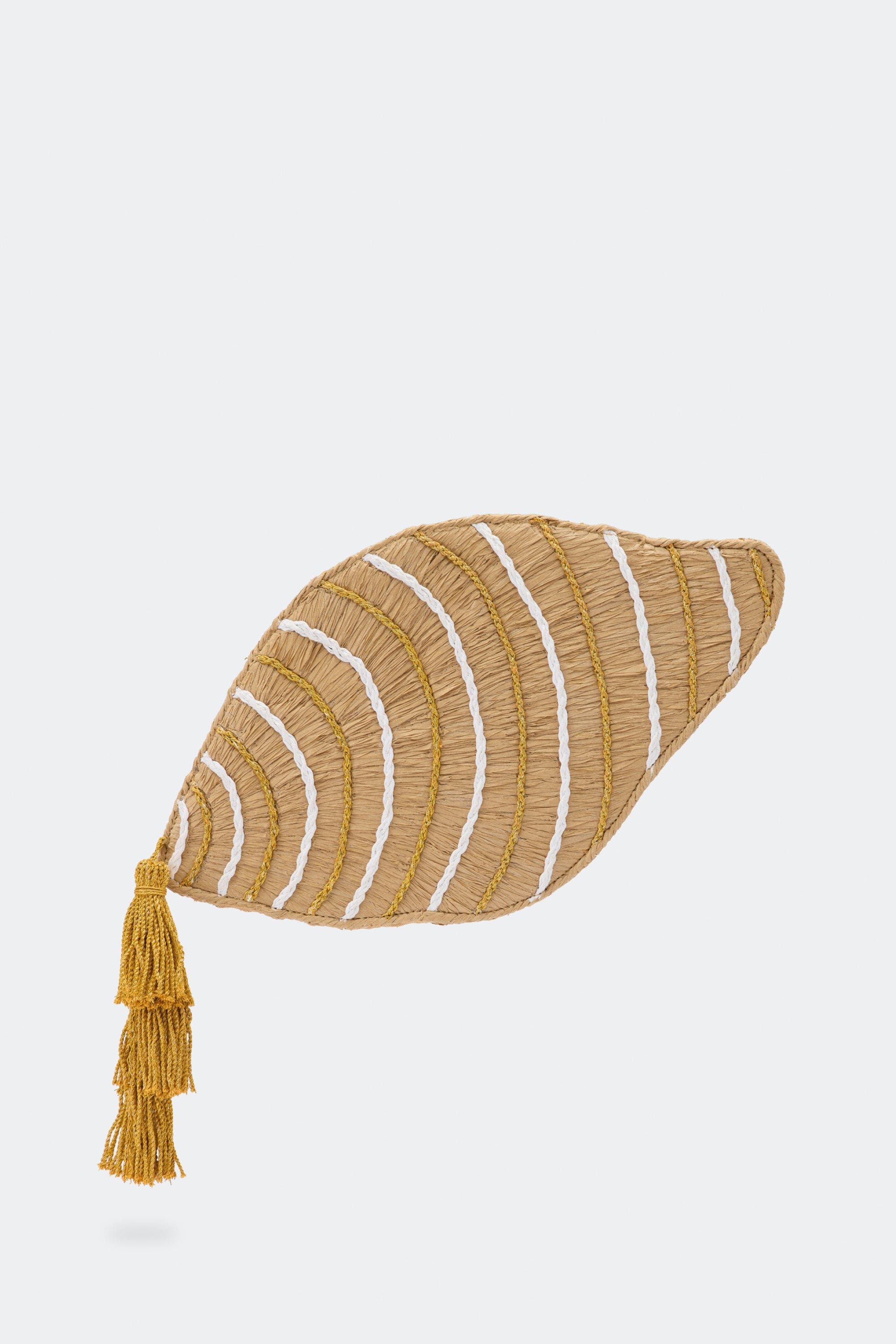 SIMONMILLER Tulip Shell Raffia Clutch, Main, color, Gold/Natural