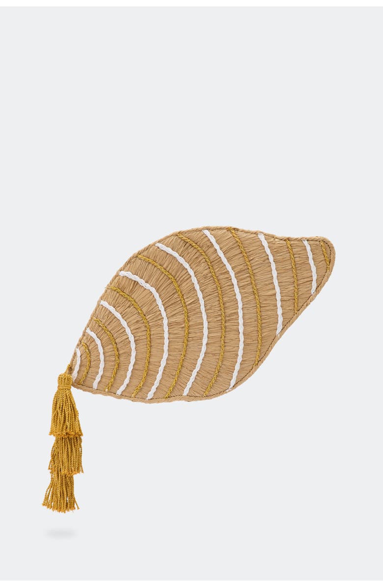 SIMONMILLER Tulip Shell Raffia Clutch, Main, color, Gold/Natural