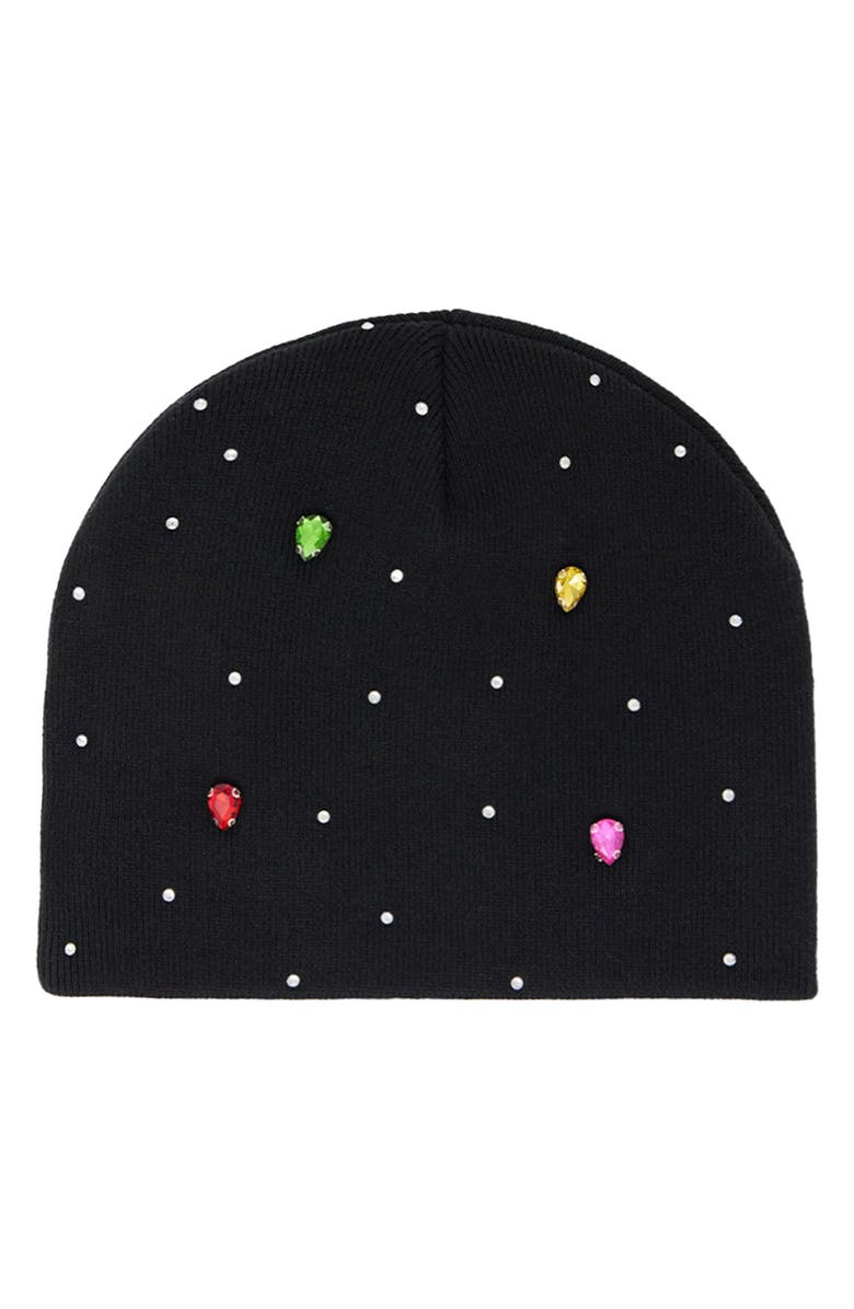 mnml Embellished Cotton Beanie, Main, color, Black