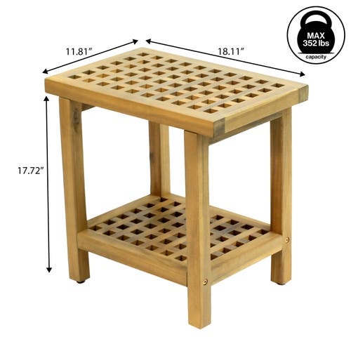 Jonathan Y Armin 18.1" Modern Classic Grid Slat Solid Acacia Wood Indoor/outdoor Shower Stool In Brown