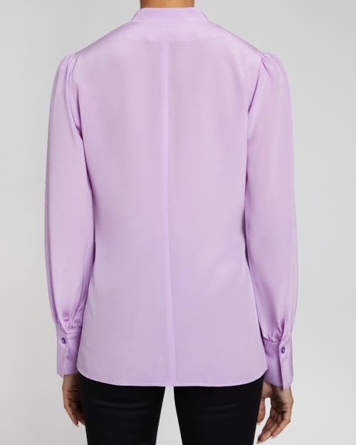 Santorelli Francis Tie-neck Crepe De Chine Blouse In Lavender