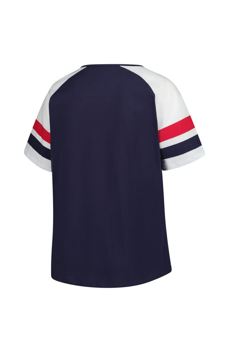 PROFILE Women's Profile  Navy Cleveland Guardians Plus Sized Arched Notch Neck T-Shirt, Alternate, color, 