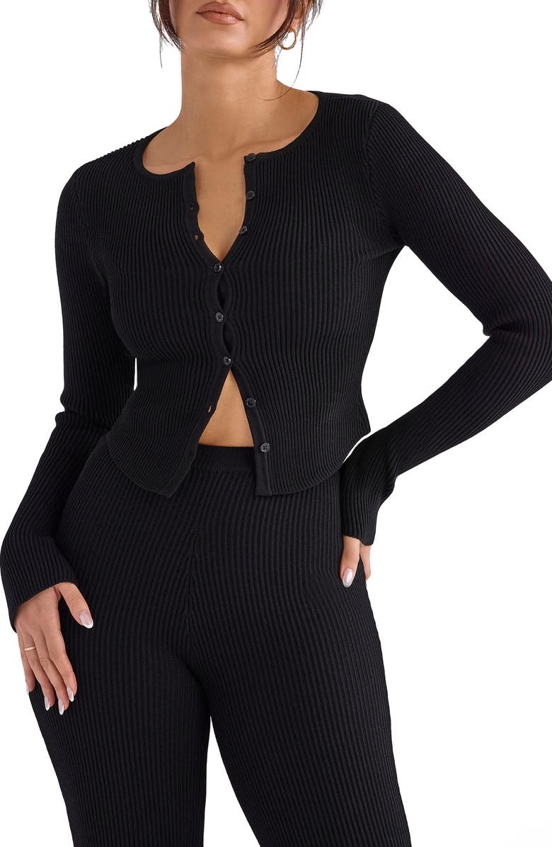 HOUSE OF CB Sylvia Ribbed Cardigan, Alternate, color, 