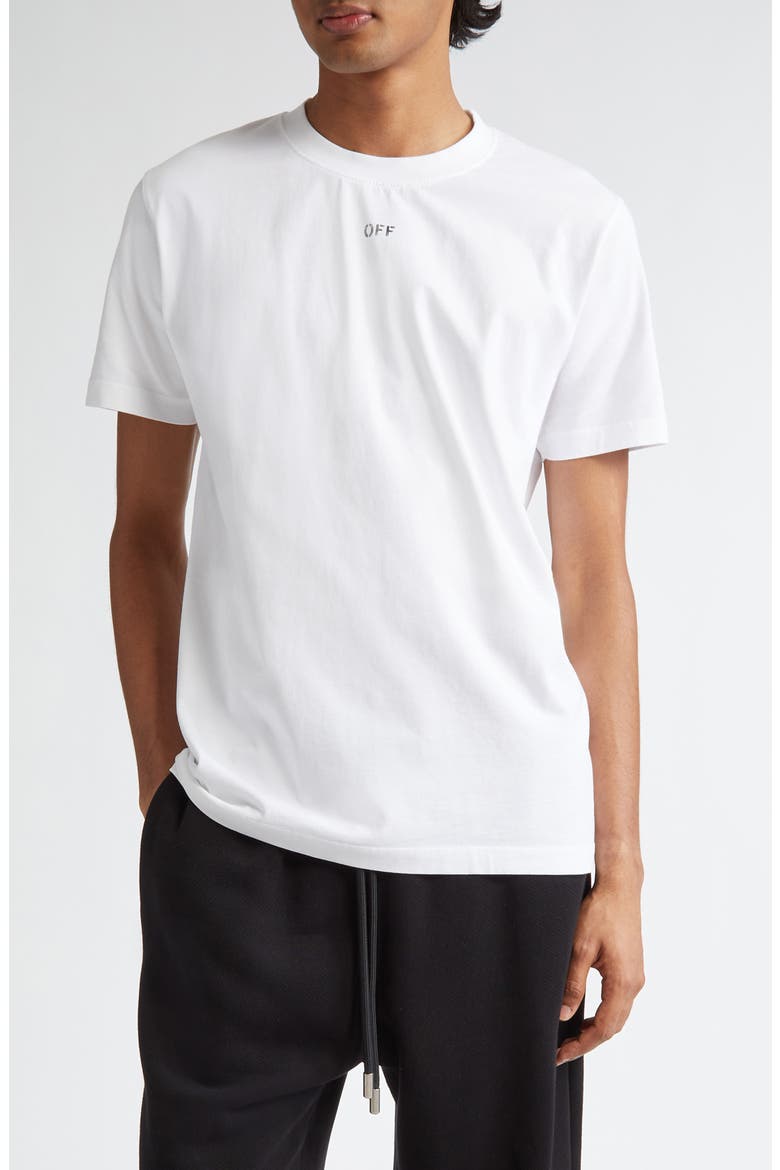 Off Stamp Slim Logo T-Shirt, Main, color, WHITE BLACK