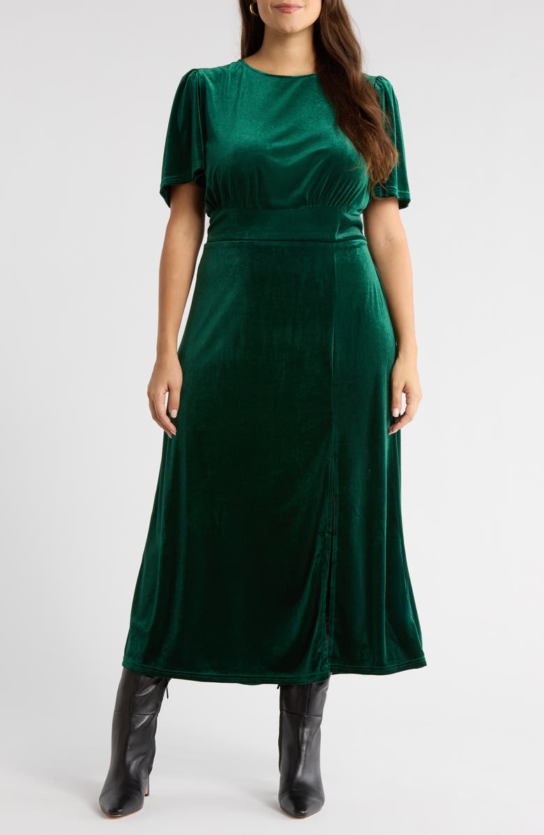 SUGARLIPS Night Bloom Velvet Maxi Dress, Main, color, Emerald