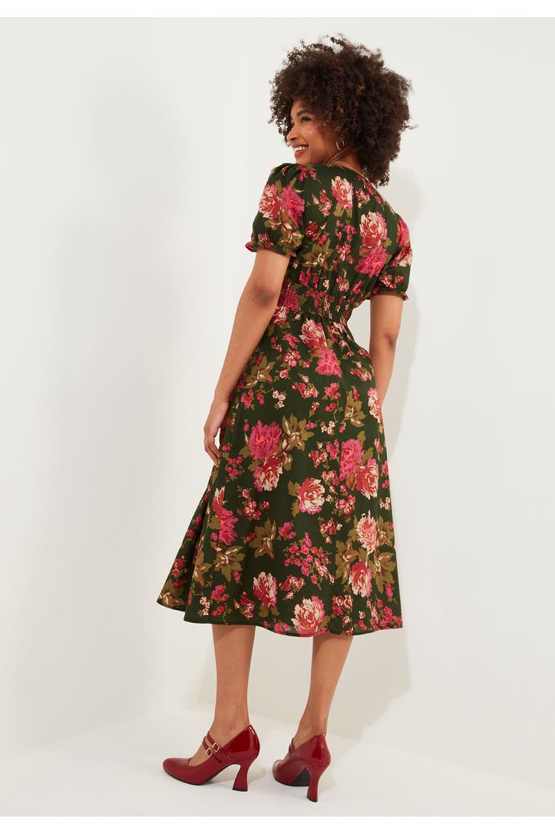 A-Line Button Front Midi Dress, Alternate, color, VINTAGE FLORAL