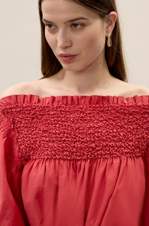 Rebecca Taylor Merrick Silk Cotton Midi Dress In Scarlet In Red