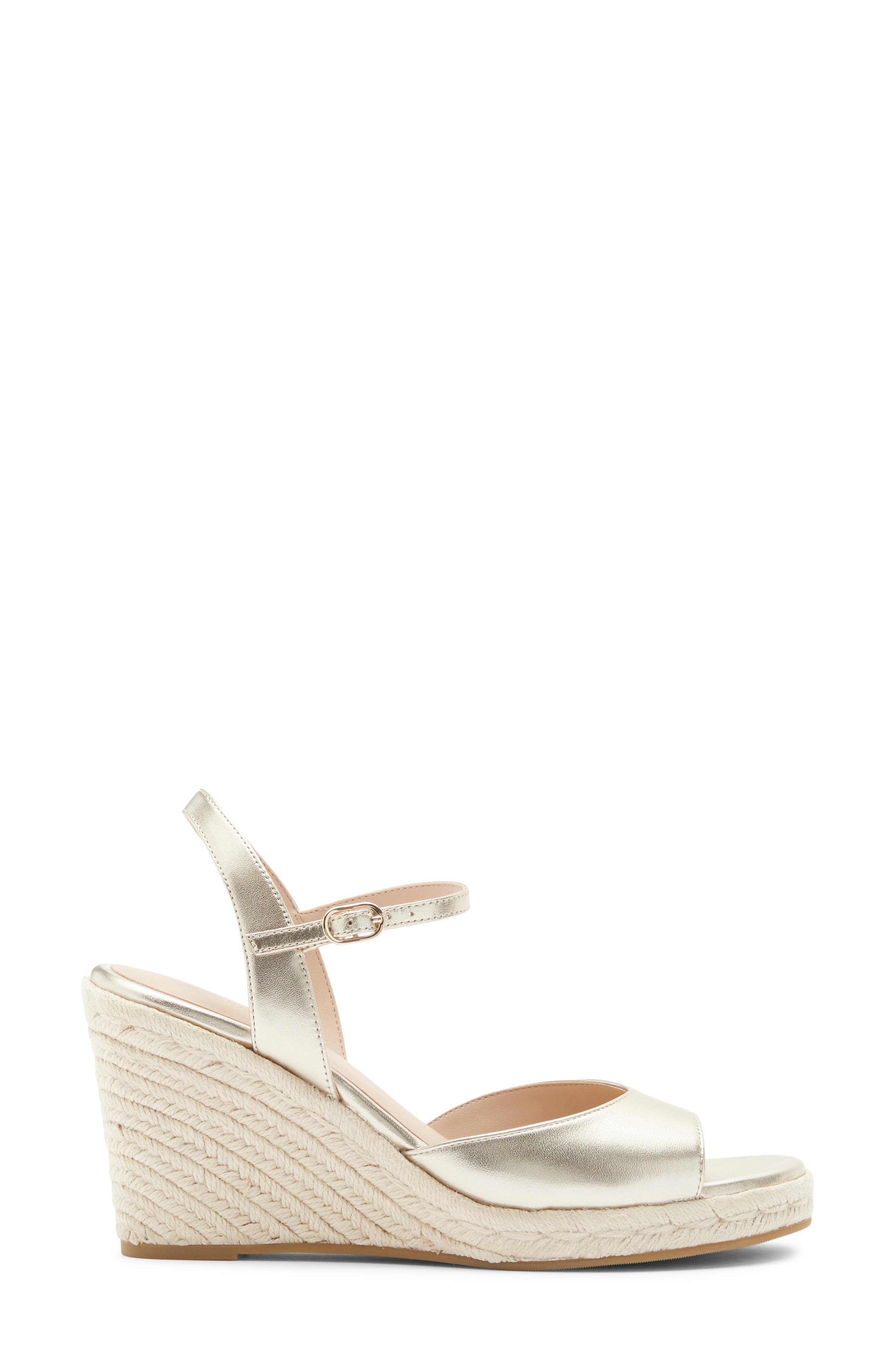 Stuart Weitzman Tia Espadrille Wedge Sandal, Alternate, color, Light Gold
