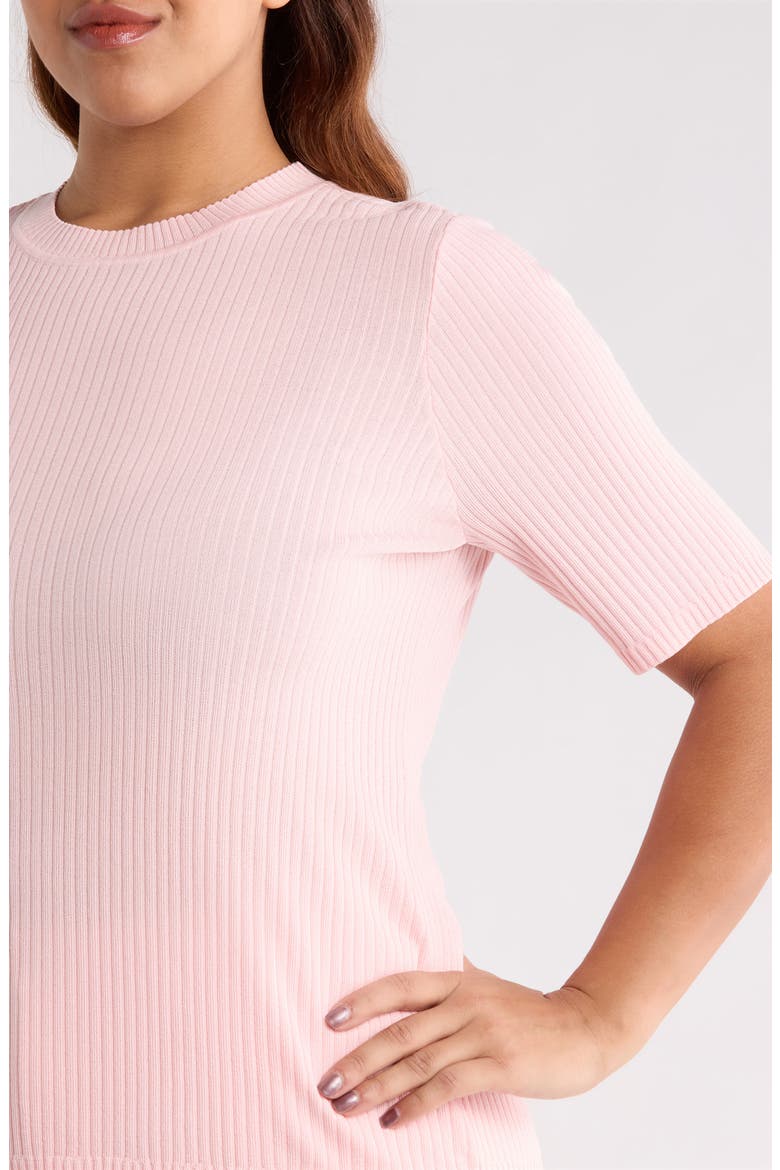 Sutton Crewneck Short Sleeve Sweater, Alternate, color, PETAL PINK