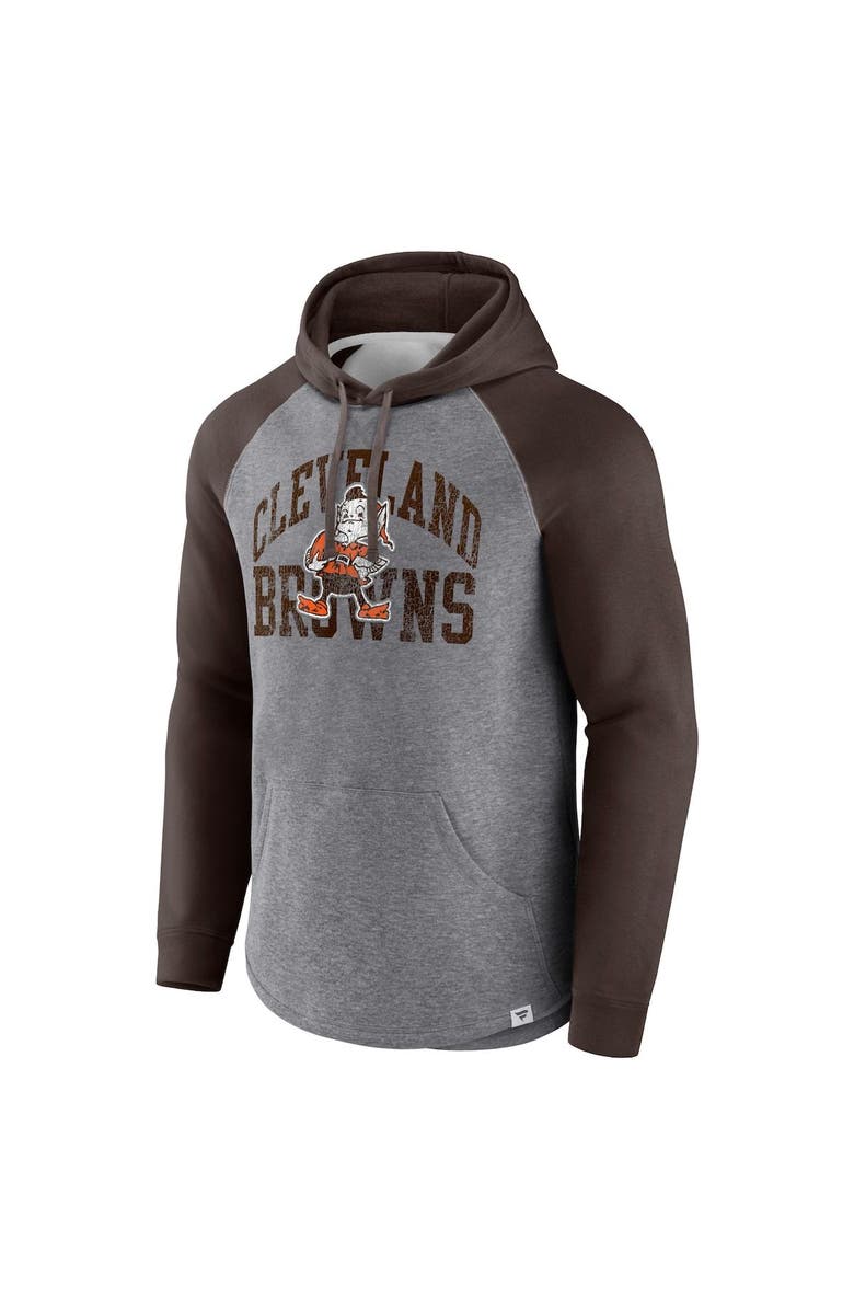 FANATICS Men's Fanatics Branded Heather Gray Cleveland Browns Favorite Arch Raglan Pullover Hoodie, Alternate, color, 