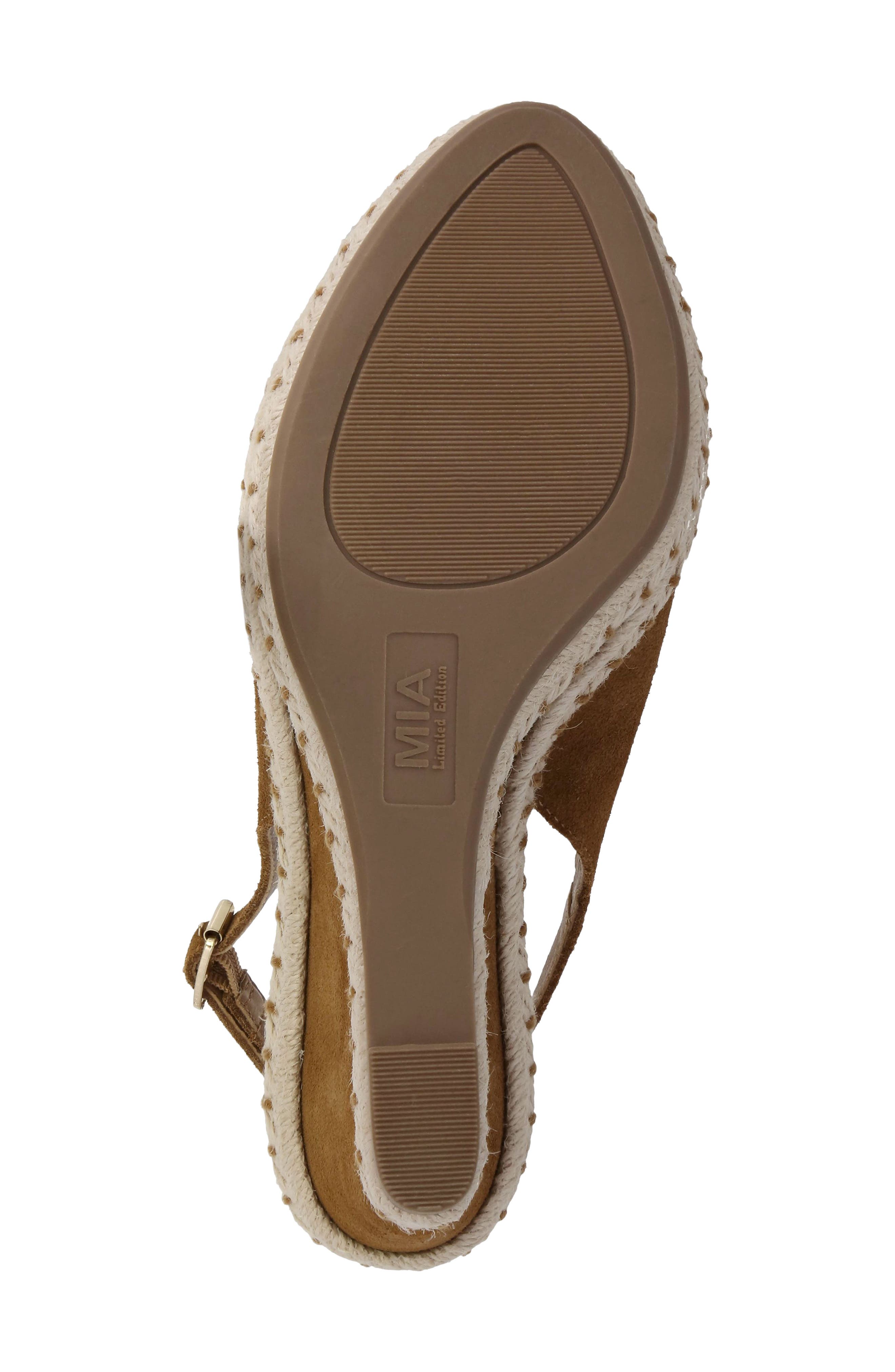 MIA Marjori Slingback Espadrille Peep Toe Platform Wedge Sandal, Alternate, color, Cognac Sue