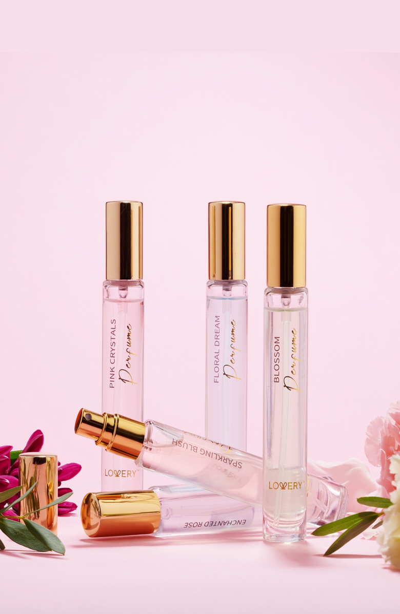 Lovery Eau De Parfum 6-Piece Perfumes Set with Leather Pouch, Alternate, color, Light Pink