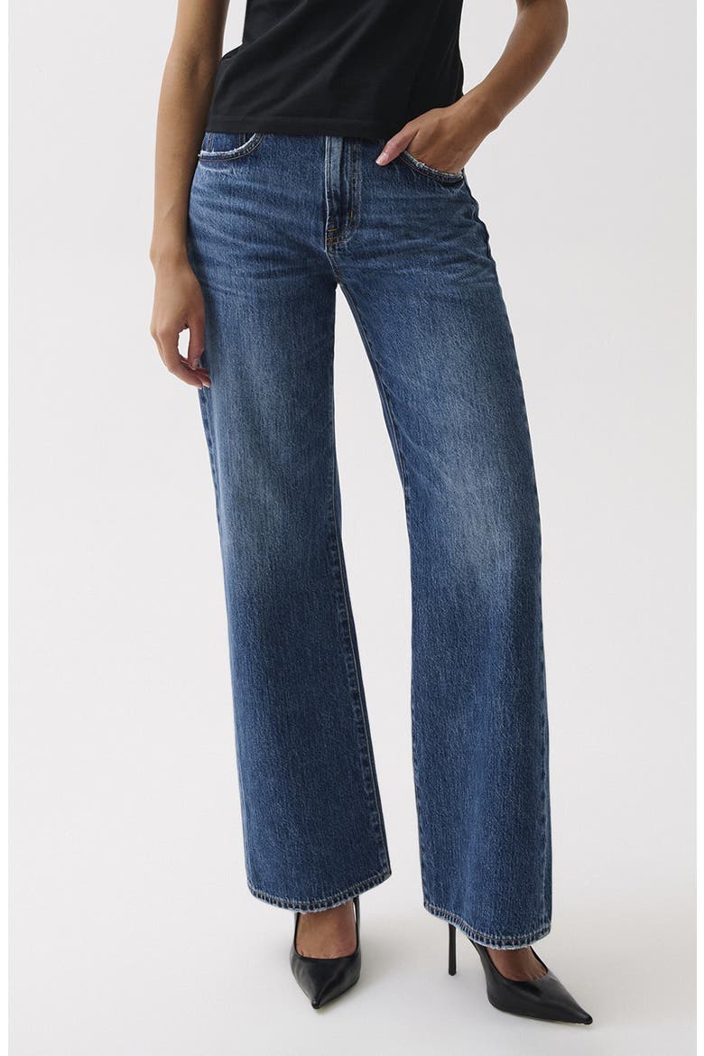 Larsen Petite High Waist Straight Leg Jeans, Main, color, DARING
