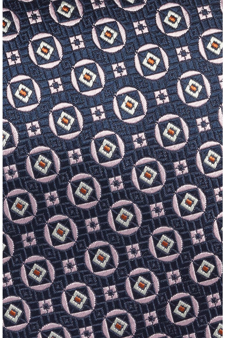 Geometric Medallion Silk Tie, Alternate, color, NAVY