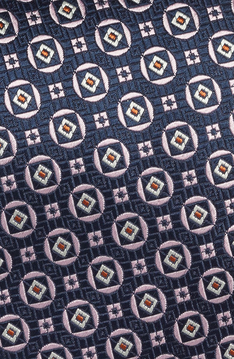 Canali Geometric Medallion Silk Tie, Alternate, color, Navy