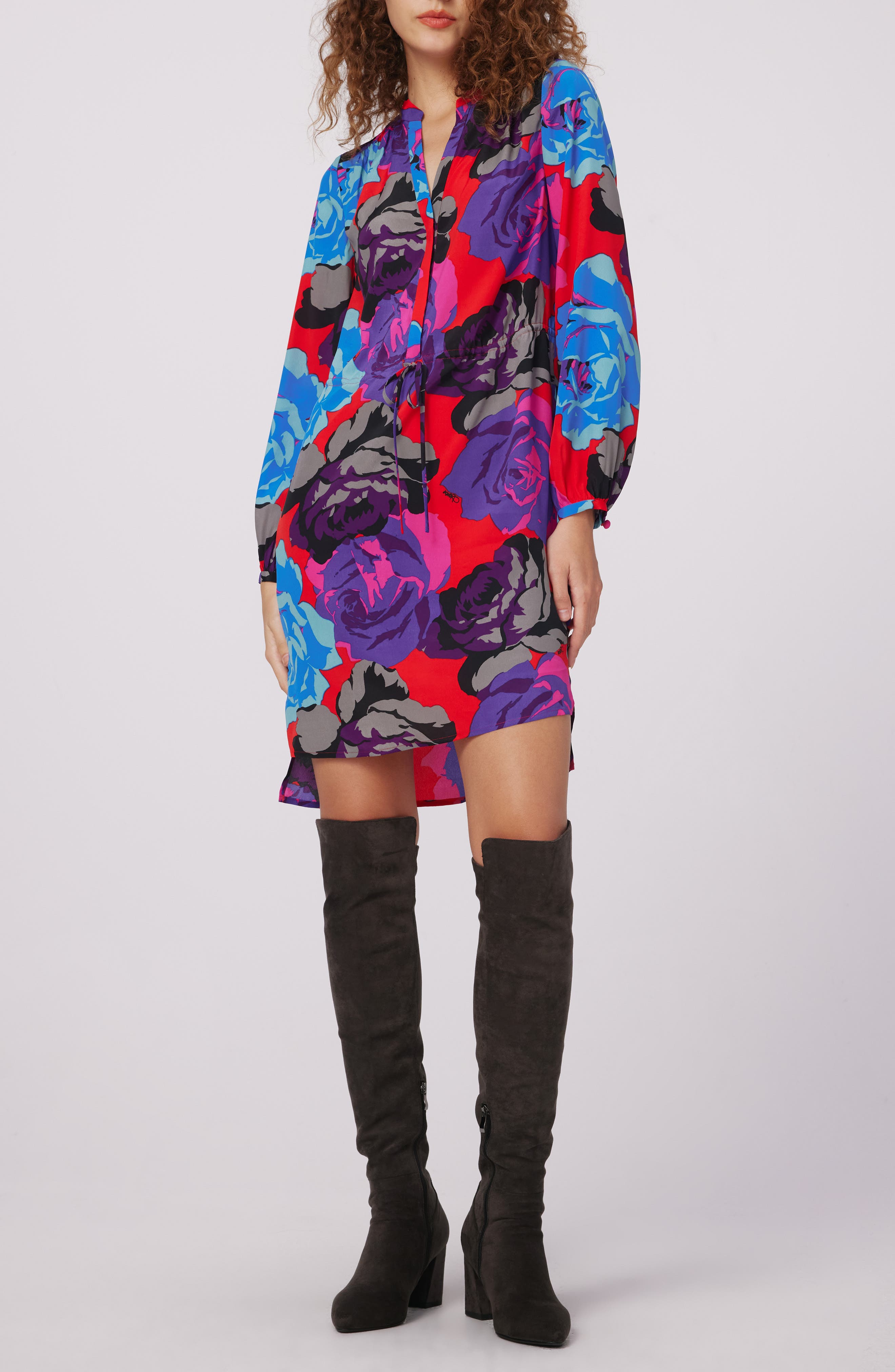 DVF Sonoya Long Sleeve High-Low Dress (Women) | Nordstromrack