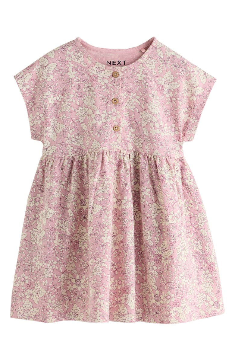 NEXT Kids' Floral Button Dress, Main, color, Pink