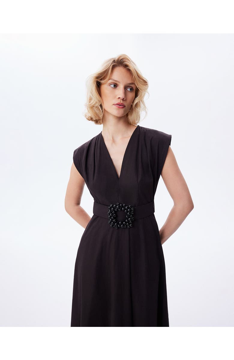 THEO The Label Echo Beaded Belt V-neck Shirtdress, Alternate, color, 