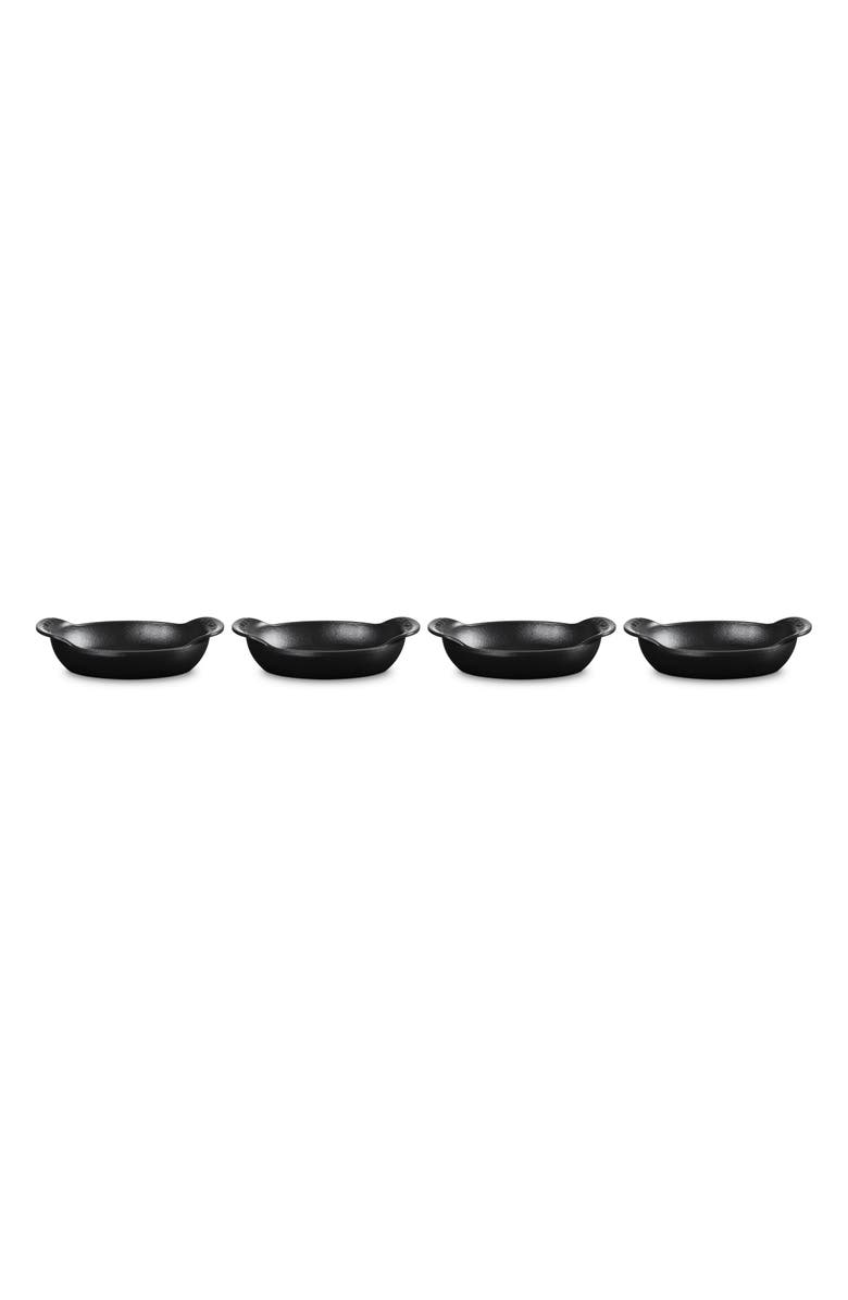 Le Creuset Gourmand Set of 4 1/3-Quart Enamel Cast Iron Oval Baker, Main, color, Matte Black