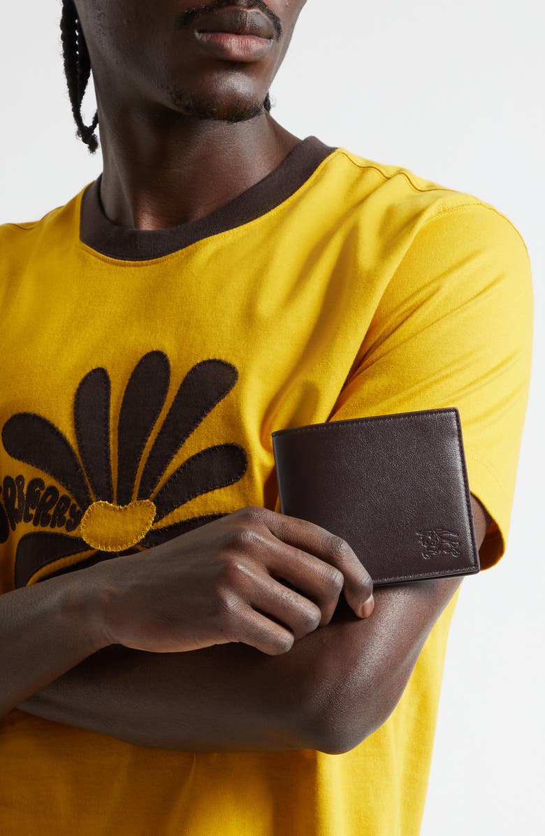 Burberry Equestrian Knight Design Leather Bifold Wallet, Alternate, color, Sand