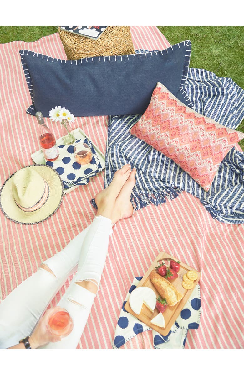 carol & frank Darla Woven Geometric Diamond Cotton Decorative Throw Pillow, 14" x 22", Alternate, color, Red