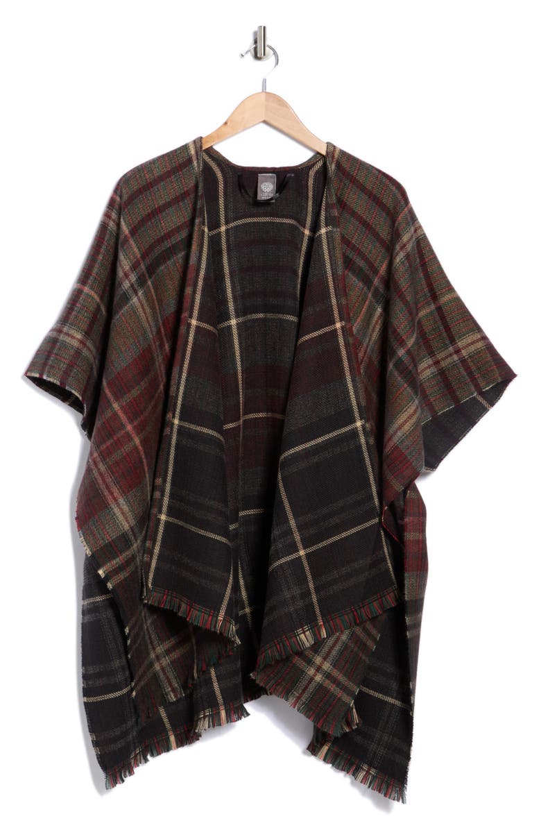 Vince Camuto Classic Plaid Reversible Topper, Alternate, color, Black Red