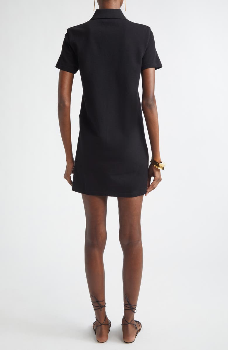 Saint Laurent Cassandre Embroidered Cotton Piqué Minidress, Alternate, color, Noir
