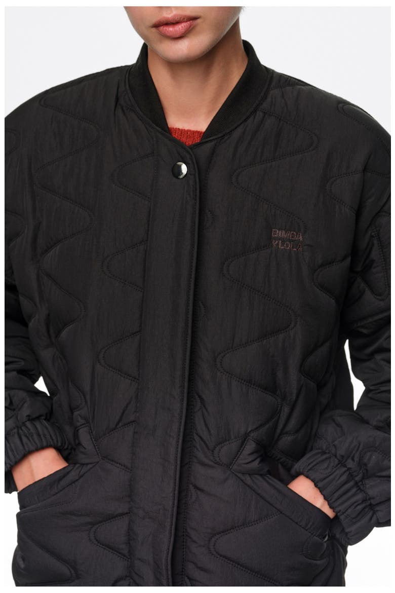Padded Bomber Jacket, Alternate, color, BLACK