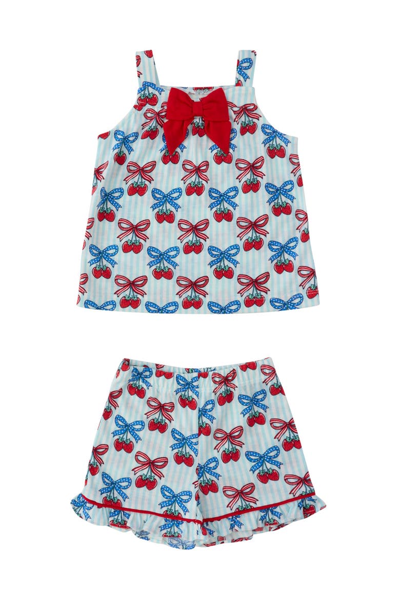 Bow Tank & Short Pajama Set, Main, color, Berries & Bows